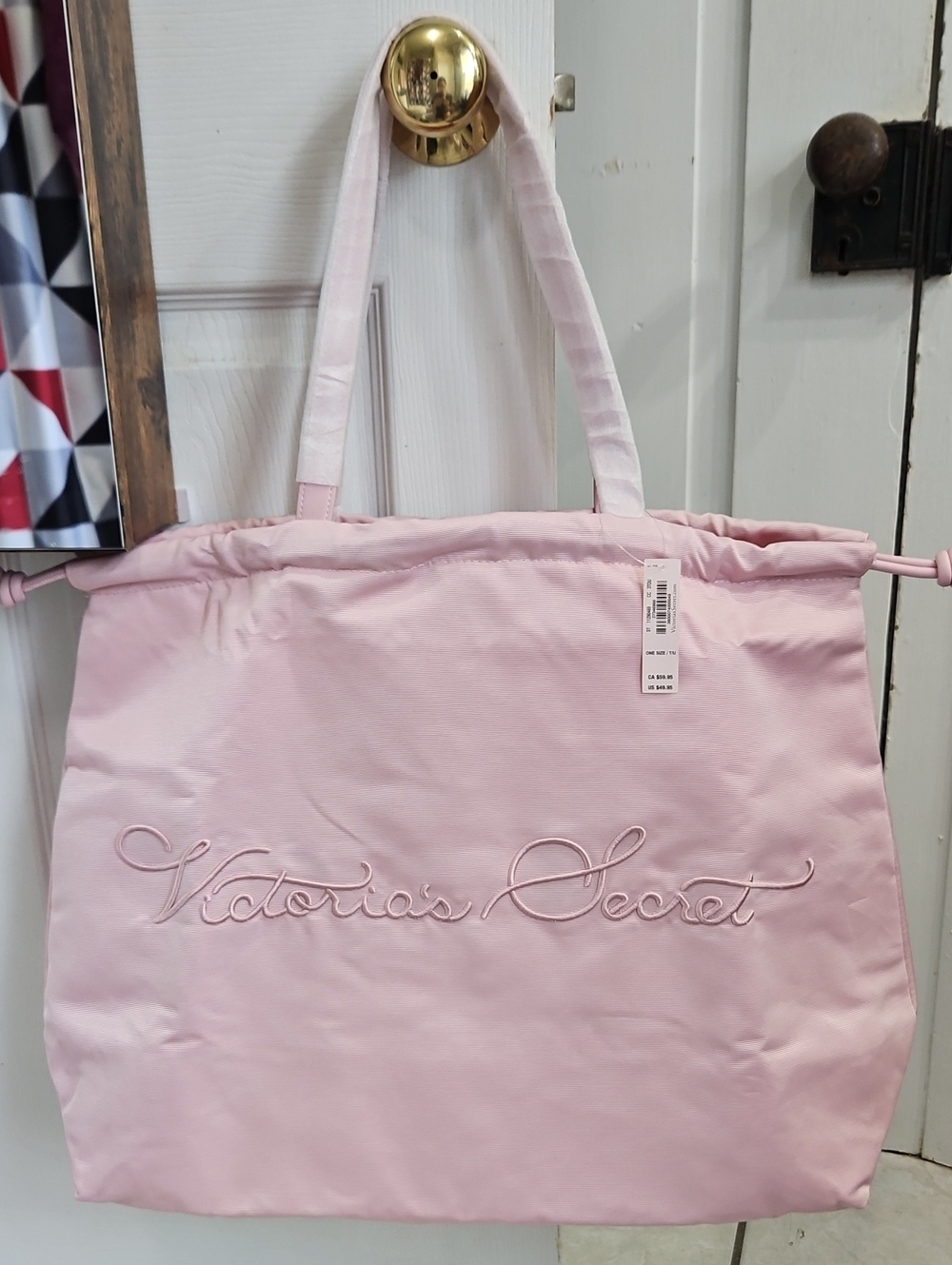 VICTORIA'S SECRET Cinched Satin Tote Bag Pink NEW